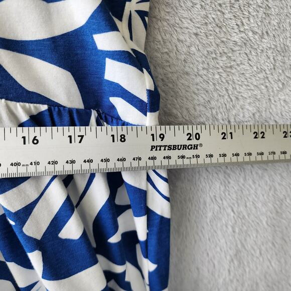 Sea Salt Organic Cotton Dress Womens Size 14 Large Floral Blue White Deep Water - Picture 9 of 9